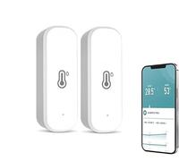 2Pcs WiFi Tuya Hygrometer Thermometer Sensor, Indoor Outdoor Wireless Temperature Humidity Sensor Monitor with Smart Alerts, High Precision wifi thermometer No Hub Required, Work With Alexa