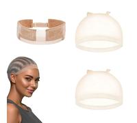 2pcs Wig Caps and 1pcs Wg Grip, Adjustable Band to Hold Wig in Place, No-Slip Comfortable Lace Elasticated Band & Breathable Mesh Caps for Women