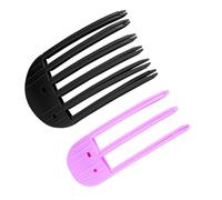2pcs Wind Shaping Styling Combs for Fluffy Bangs, 3-Tooth & 6-Tooth Instant Hair Root Volumizing Lifting Clips Easy High Crown Volume Tools for Women's Natural Voluminous Looks (Purple, Black)