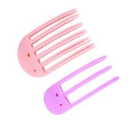 2pcs Wind Shaping Styling Combs for Fluffy Bangs, 3-Tooth & 6-Tooth Instant Hair Root Volumizing Lifting Clips Easy High Crown Volume Tools for Women's Natural Voluminous Looks (Purple, Pink)