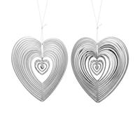 2Pcs Wind Spinners Love Heart 3D Stainless Steel Hanging Wind Spinners