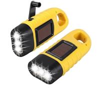 2PCS Wind Up Solar Torch Super Bright Wind Up LED Torch Survival Gear