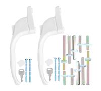 2pcs Window Handle, Easy Replacement for Broken uPVC Window Handles, Aluminum Alloy Security Hardware Balcony Door Inline with Key Window Handle (Colour:White)