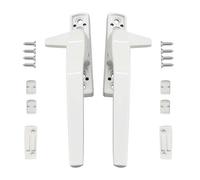 2Pcs Window Handle, UPVC Window Handles, Windows Handle Replacement Kit, White Aluminum Alloy Left and Right Hand with Security Lock for UPVC Casement Windows, Childproof Mechanism for Home Office
