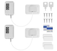 2Pcs Window Restrictors for UPVC, Child Baby Security Wire Cable Window Locks with Combination and Screws Keys, Self Adhesive or Drilling Windows Restrictor Refrigerator Lock for Pet Childproof(white)