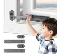 2PCS Window Restrictors, Self-Adhesive Locks, Child Safety Lock for UPVC Safety Windows, Pet/Baby Safety Window Locks Home Security, no Tools Need or Drill, Prevent Accidental Falls Thieves, Grey