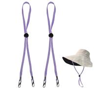 2Pcs Windproof Rope for Hat, Flexible Adjustable Hat Strap Removable Windproof Hat Chin Cord Anti Lost Strap with Clips Hat Chin Cord(purple)