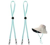 2Pcs Windproof Rope for Hat, Flexible Adjustable Hat Strap Removable Windproof Hat Chin Cord Anti Lost Strap with Clips Hat Chin Cord(green)