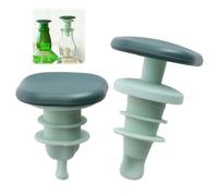 2Pcs Wine Stopper - Green Silicone Spillproof Bottle Stoppers, Tool Stoppers for Bottles, Reusable Bottle Keeps Fresh, Topper Cap Plug for Beer Wine Champagne Alcohol Sparkling