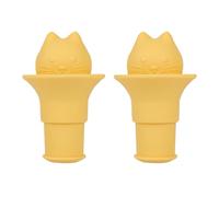 2pcs Wine Stoppers, PVC Durable Cute Cat Head Design Funny Silicone Kitten Wine Corks and Funnel Replacements Practical Bottle Pourer Accessories Suitable for Home Kitchen Tool Bar Gadgets (Yellow)