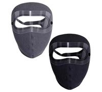 2Pcs Winter Face Cover for Men & Women, Windproof Full Face Shield with Removable HD Goggles Fleeced Thermal Mask for Outdoor Activities