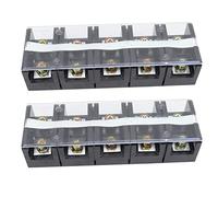 2pcs Wire Barrier Block Terminal Strip, Dual Rows, 3 Positions, 600V 100A, with Cover -, High Strength PC Shell, Ideal for Power Distribution (5 Positions (1004))