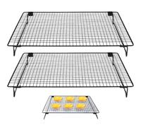 2Pcs Wire Rack for Baking Sheet Cooling Rack 16.8x11" Iron Wire Baking Rack with Collapsible Legs Nonstick Baking Cooling Rack for Baking Cooking Cooling Roasting Making Jerky