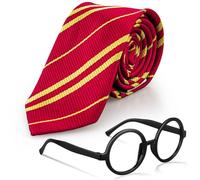 2PCS Wizard Costume Glasses Tie,Magische Kostüm Accessoires Kinder Erwachsene,School Tie and Fake Glasses,Suitable for Carnivals,for Children and Adults,Costume Parties, Theme Parties and Role Plays