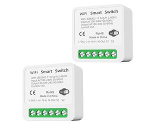 2Pcs WLAN Bluetooth Smart Switch - Remote Control DIY Behind Wall Switch Compatible with Google Home, Alexa