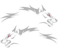 2Pcs Wolf Car Stickers and Decals Large Waterproof Reflective Funny Vinyl Stickers for Car Truck Wheel and Door Grey