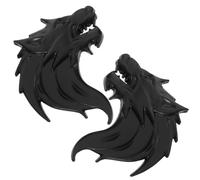 2pcs Wolf Head Metal Car Badge Sticker for Vehicle Body Black