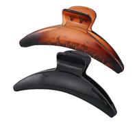 2pcs Woman Moon Jaw Clip Simple Plastic Hair Accessory Black