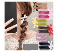 2pcs Women Bow Elastic Rubber Bands Telephone Wire Hair Ties Loop Spiral Coil Hairbands Ponytail Holder Accessories For Coil Ponytail(Style 05)