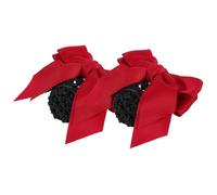 2pcs Women Bowknot Hair Clip Hairnet for Buns, Red Cloth Mesh | Elegant Red Cloth Finish, Quick Clip-on Use, Tidy Bun Control, for Service Shifts and Casual Occasions