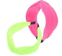 2pcs Women Headband 80s Neon Knotted Fabric Hair Accessory