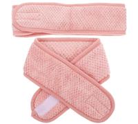 2pcs Women Makeup Hairband for Face Washing and Shower Use Adjustable | Polyester Nylon Blend, Reusable Water-absorbent Design, Pink Colour, for Bathing and Daily Routines