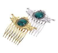 2pcs Women Retro Side Comb Alloy Resin Decorative Hair Accessory | Ethnic Style, Sturdy and Portable Design, Elegant Decorative Piece, Suitable for Daily Wear and Gifting