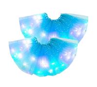 2Pcs Women Tutu Skirt Carnival Costume Women's Tulle Skirt Tutu Skirt with LED Lights Mini Skirt Stretchy Tutu Skirt Adult Ballet Skirt Tulle Skirts for Women UK Ladies Skirts (Light Blue, One Size)