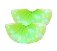 2Pcs Women Tutu Skirt Carnival Costume Women's Tulle Skirt Tutu Skirt with LED Lights Mini Skirt Stretchy Tutu Skirt Adult Ballet Skirt Tulle Skirts for Women UK Ladies Skirts (Mint Green, One Size)