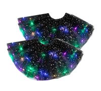2Pcs Women Tutu Skirt Carnival Costume Women's Tulle Skirt Tutu Skirt with LED Lights Mini Skirt Stretchy Tutu Skirt Adult Ballet Skirt Tulle Skirts for Women UK Ladies Skirts (Black, One Size)