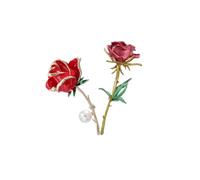 2Pcs Women's Enamel Pearl Flower Brooches Elegant Rhinestone Floral Statement Brooch Pins Fashion Jewelry Accessories for Women Girl Gift Gold