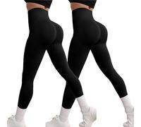 2PCS Women's Leggings for Yoga Pants High Waist Workout Trousers Tummy Control Runing Gym Pants Black