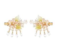 2PCS Women's Pearl Flower Crystal Pendant Hair Clip, Flower Pearl Tassel Hair Clip, Vintage Flower Hair Clip, Style Women's Hair Accessories, White Cute Hair Clips