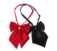 2pcs Women's Uniform Bow Tie Pre-tied Adjustable Solid Bow Ties for School Party Cosplay
