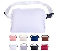 2pcs Women's Waist Bag with Adjustable Straps,Crossbody Running Belt Bag, Hands-Free Pack Gifts for Travel Outdoors Workout Cycling Hiking to Girls Women Men Unisex - White
