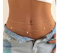 2PCS Women's Waterproof Gold Waist Beads Chain - Stylish Belly Chain Body Belt for Beach, Summer Jewelry & Outfit Accents