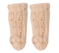 2pcs Wood Carved Corbels Decorative Appliques Brackets for Corners | 4x2x0.6in Size, Wood Construction, Unfinished Surface, Ornate Detail, Cabinet Makers and Woodworkers