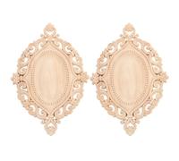 2pcs Wood Carved Onlay Wooden Decoration for Doors and Windows Beige | Removable Wall Art Stickers, Furniture Mouldings Decorative, Wood Carving Decoration, Traditional Classical Artistic Finish