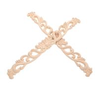 2pcs Wood Carved Onlays Decorative Long Strip Floral Applique | Solid Wood, Khaki Finish, European French Style, for Furniture Trim, Bookshelves and Hotel Interiors