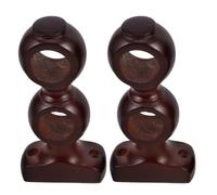 2pcs Wood Double Curtain Rod Brackets 28-35mm Wall Mounted Coffee | Vintage Wood Finish, Sturdy Dual Holder Structure, Diy-friendly Setup, for Drapes and Window Treatments