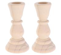 2pcs Wood Pillar Candle Stands Rustic Desktop Candlesticks for Home