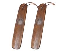 2PCS Wood Shoe Horn, 6" Short Handle Shoe Horns with Leather Lanyard, Wood Wear Shoes Horn Helper, Easy Wear Helper Shoehorn, Short Handle Wooden Shoes Lifters for Seniors Men Women Pregnancy