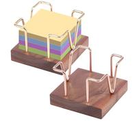 2Pcs Wood Sticky Note Holder Wood Memo Pad Dispenser Stick Note Pad Holders with Non-slip Base Cube Paper Holder Desk Organiser Space Saving Fixation Notepad Dispenser for Home Office Decor