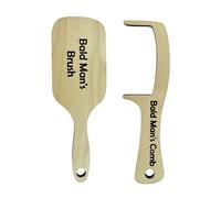 2Pcs Wooden Bald Man's Comb And Brush Toothless Combing Brush For Friend Bald Man Grooming Tool Funny Novelty Hair Comb