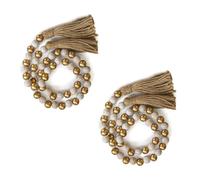 2PCS Wooden Beads String, Farmhouse Wooden Beads Decorative Beads Garland with Tassels for Boho Home Decor Wall Hanging Decoration
