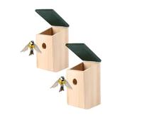 2Pcs Wooden Bird Houses, Natural Nesting Boxes for Garden Birds, Decorative Wooden Garden Accessories, Handcrafted Small Wild Bird Habitat for Blue Tits, Robins Sparrows