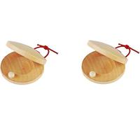 2Pcs Wooden Castanet, Percussion Instrument, Hand Finger Castanets, Wood Castanets Classroom Rhythm Music Musical Instrument