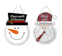 2pcs Wooden Christmas Countdown Advent Calendar Santa Claus Hanging Sign Holiday Decoration 8.6x11.4 Inch Festive Wall Door Display Red(2)
