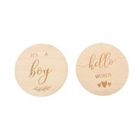 2pcs Wooden Commemorative Cards for Baby Growth Celebration | Creative round Timber Pieces, Captures Monthly Age, Suited for Social Media and Photo Album Use