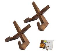 2pcs Wooden Cookbook Stands, Recipe Book Holder for Kitchen, Hands Free Book Stand for Reading, Display Stand for Cookbooks, Magazines, Tablets (9x8.3x6.7)